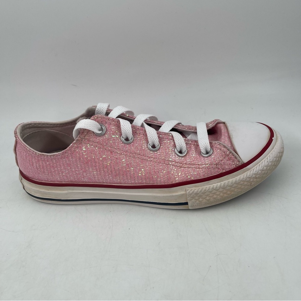 Converse Chuck Taylor AS OX- SZ 2Y -Glitter Pink Lace-Up Low Top Sneakers Shoes